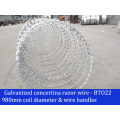 400mm - 1200mm Coil Diameter Galvanized Concertina Razor Wire Bto22